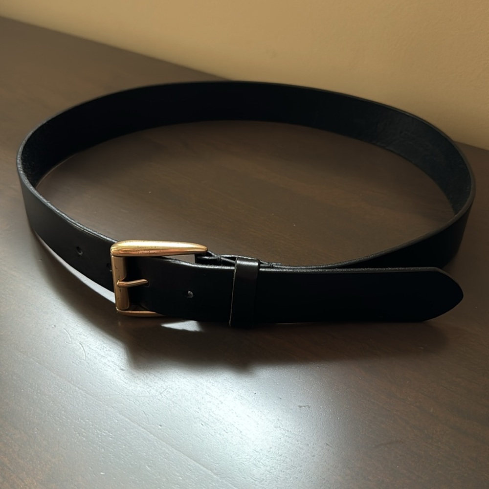 Men’s Allen Edmonds Vegetable-Tanned Leather Belt, Made in USA, Black, 34